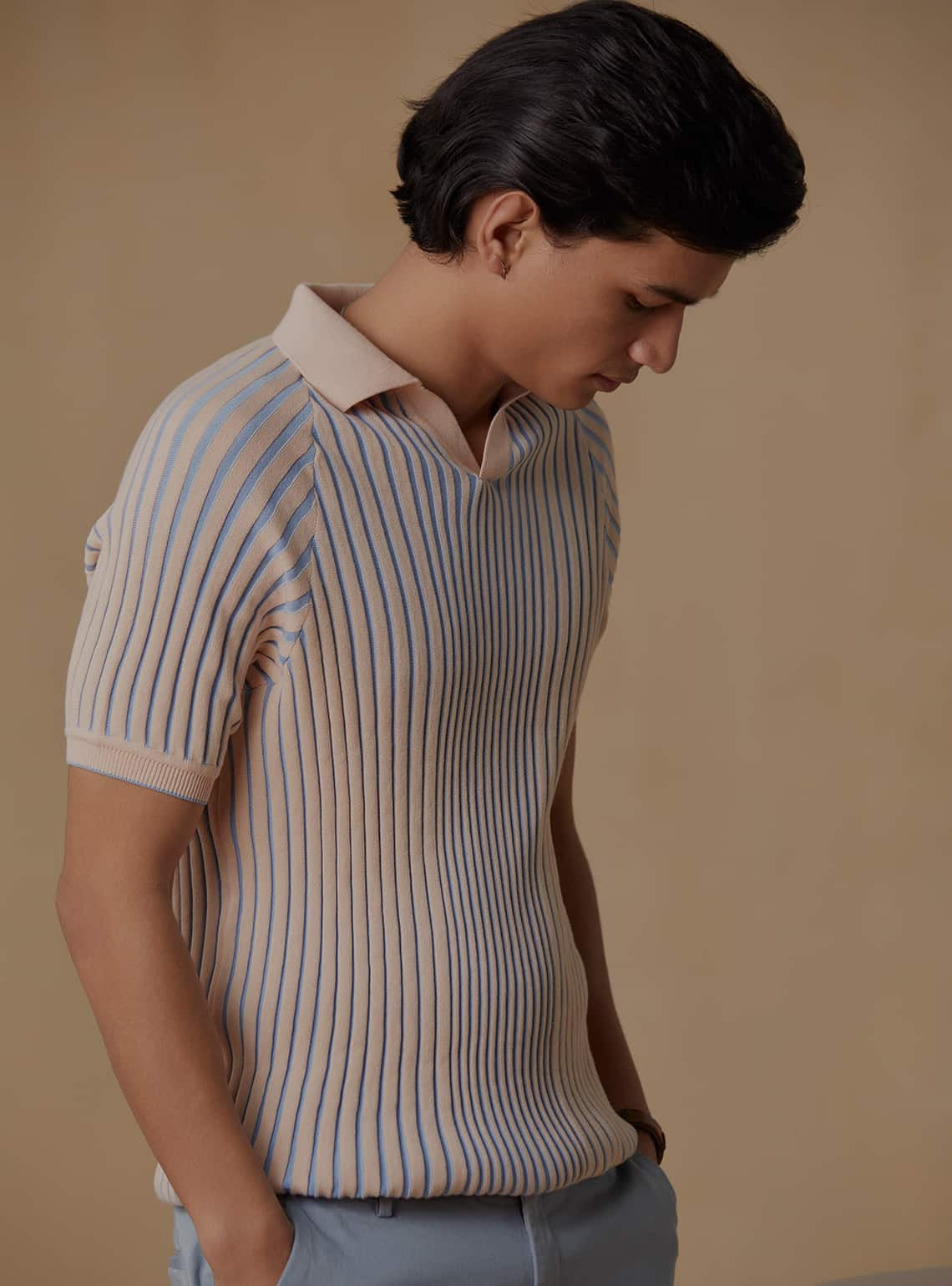 Azure Ribbed Polo