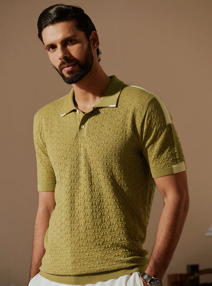 Light Moss Merino Polo