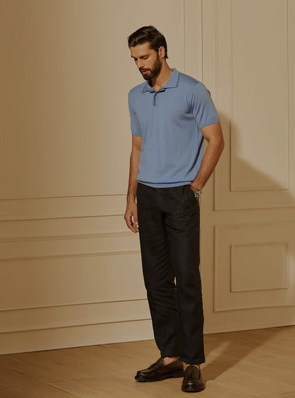 Arctic Blue Merino Polo