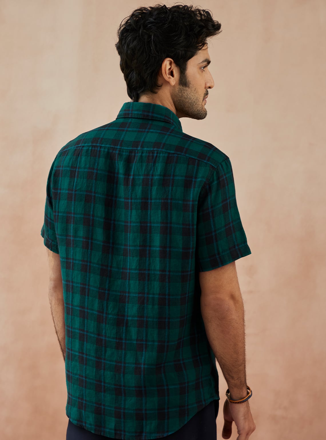 Viridian Grid Linen - Half