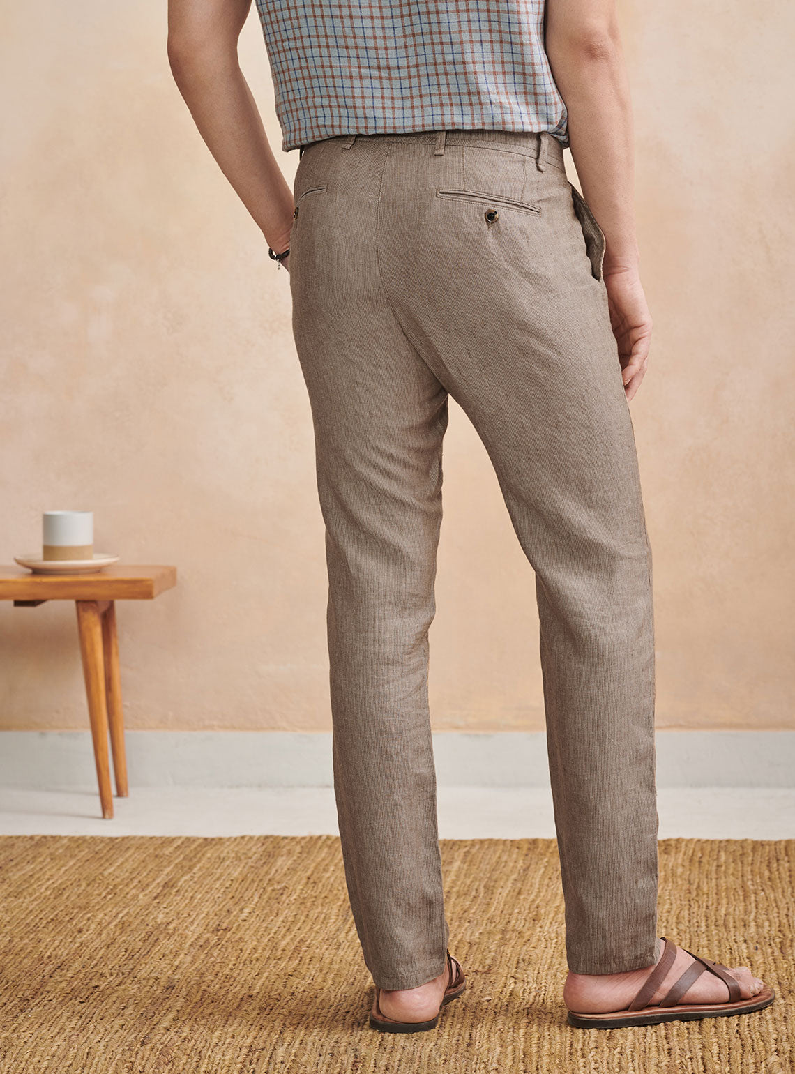 Orlebar Brown  White Sand Tailored Fit Linen Trousers