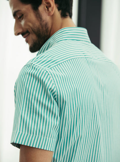 Teal Stripe Oxford- Short