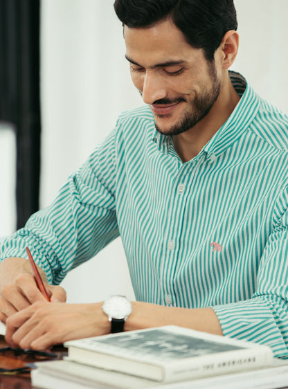 Teal Stripe Oxford