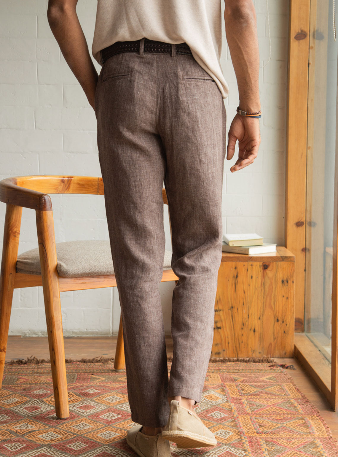 Black & Brown End On End Linen Trousers for Men – Linen Trail