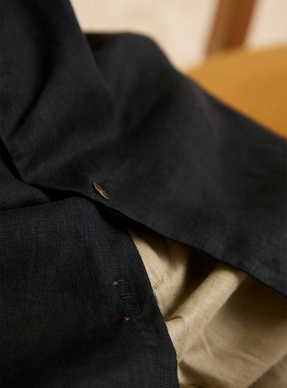 Mandarin Black Charcoal Linen