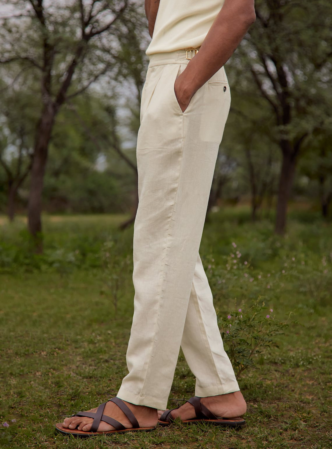 Cream Linen Pant