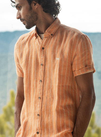 Orange Stripe Linen - Short