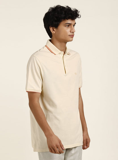 Beige Pique Polo