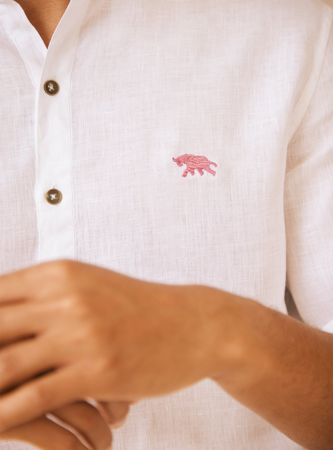 Essential White Popover - Coral Mark