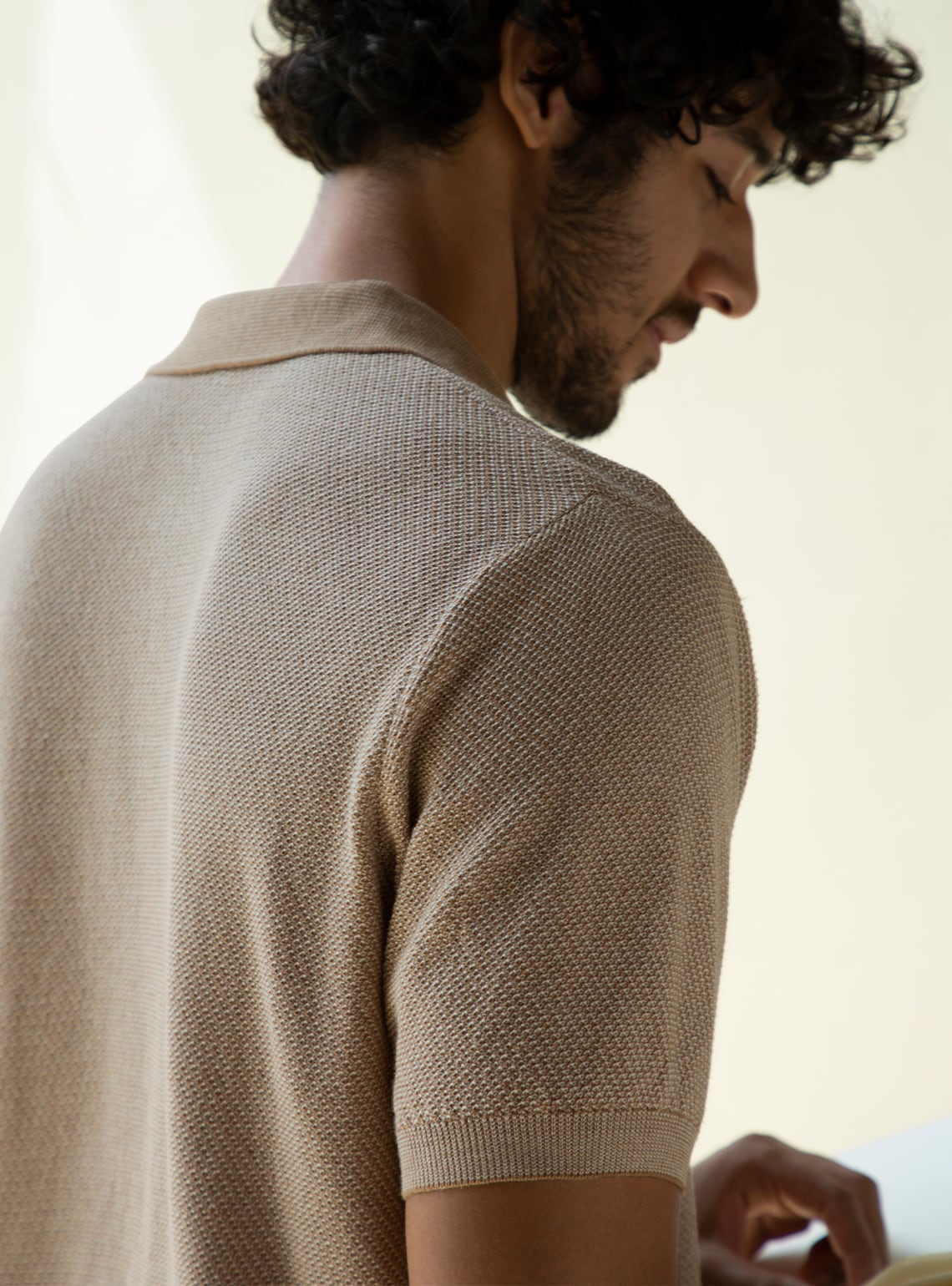 Almond Grey Knit Polo