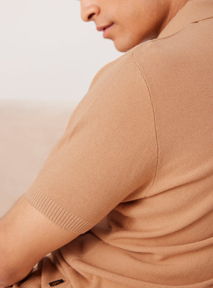 Coral Sand Knit Polo