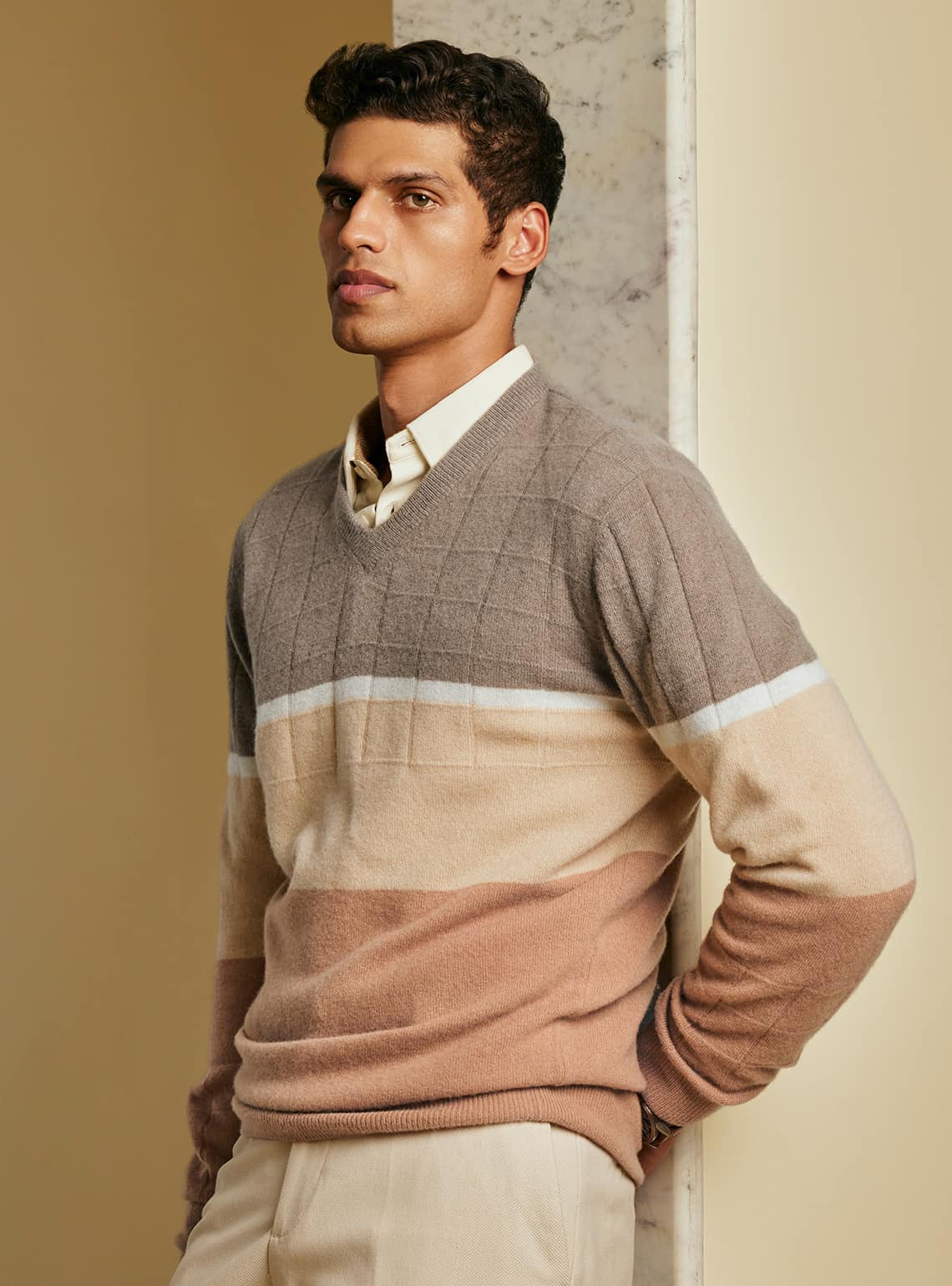 22. Taupe Cashmere Blend Pullover