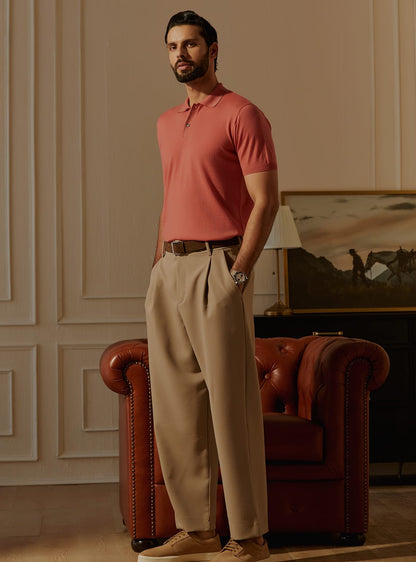 Peach Merino Polo