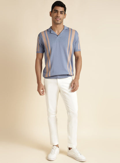 Blue Colour Block Polo