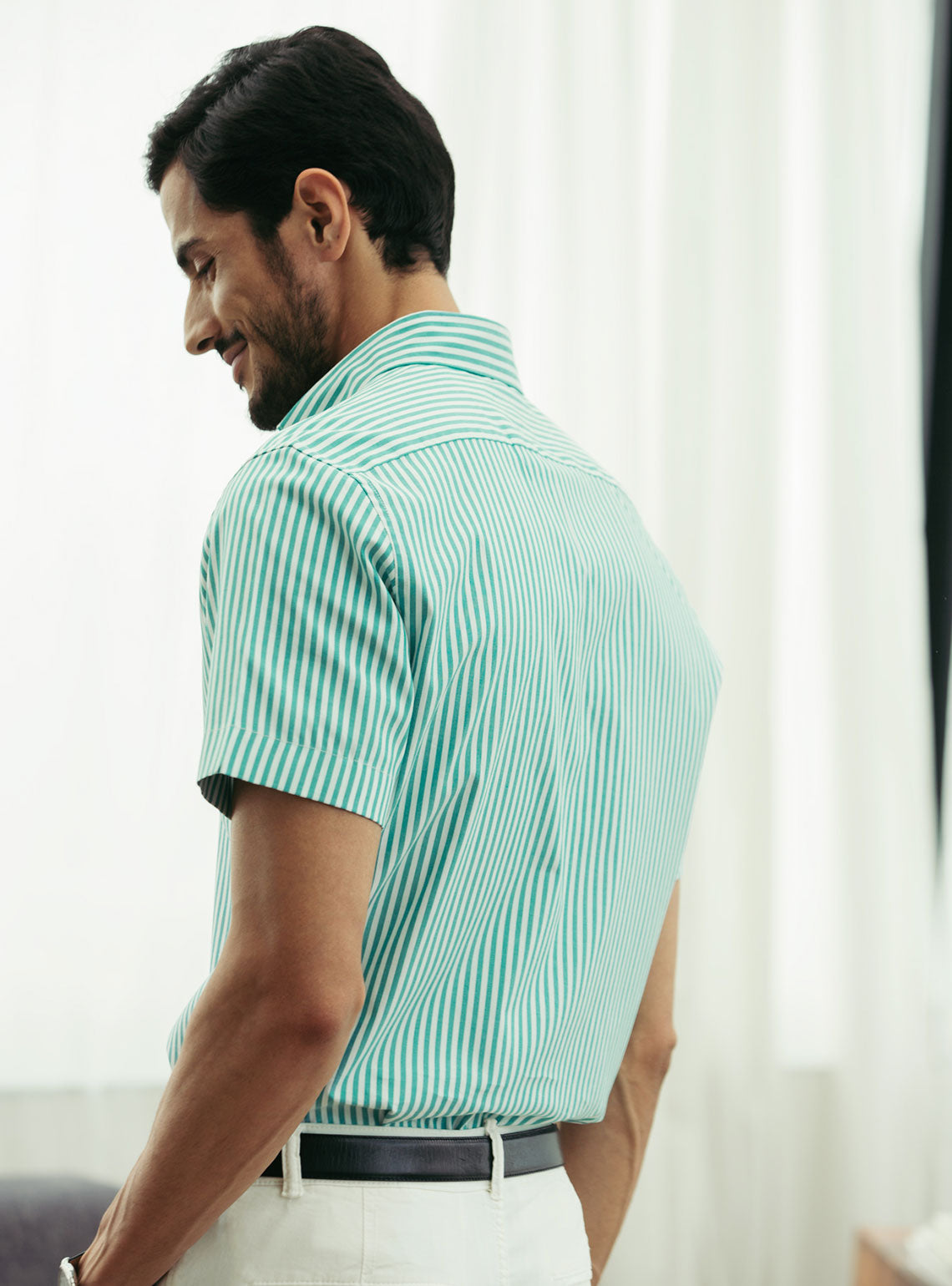 Teal Stripe Oxford- Short