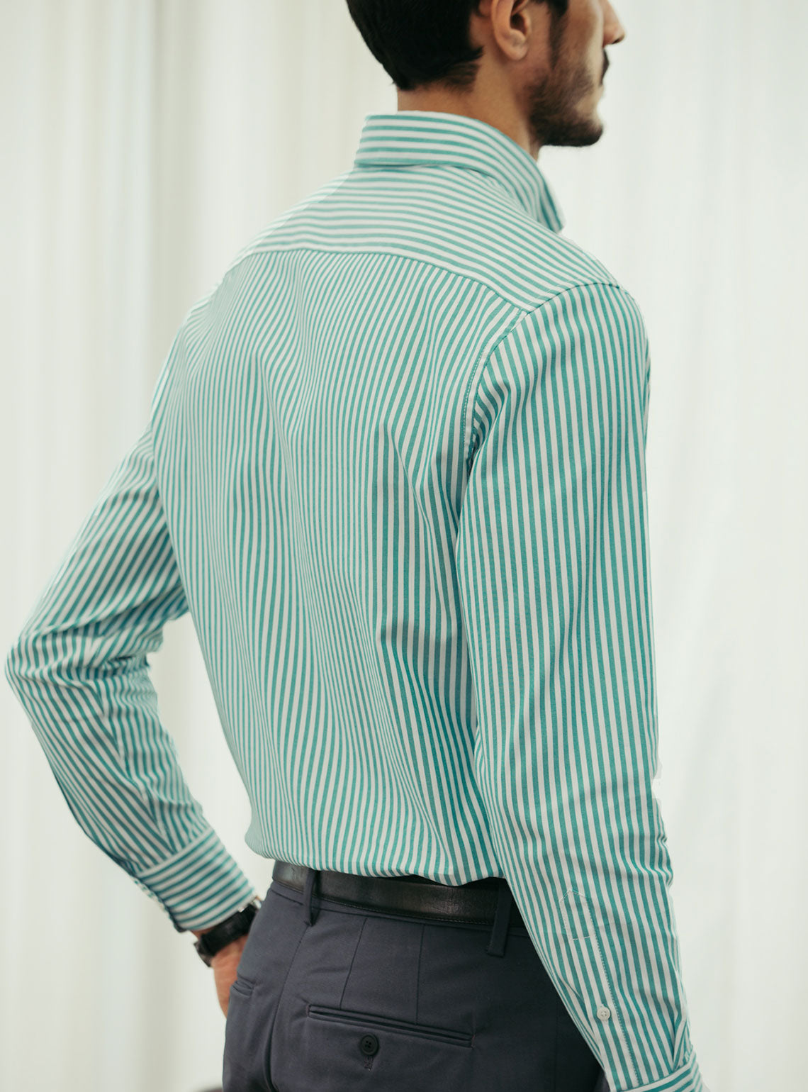 Teal Stripe Oxford