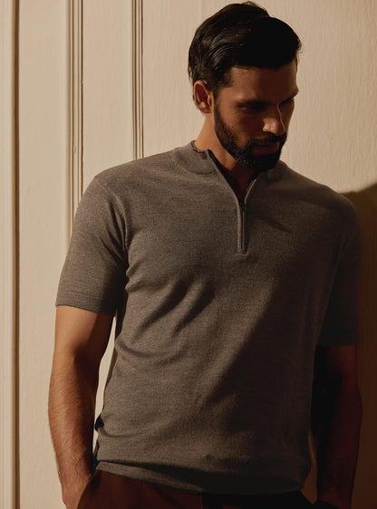 Greige Merino Blend Polo