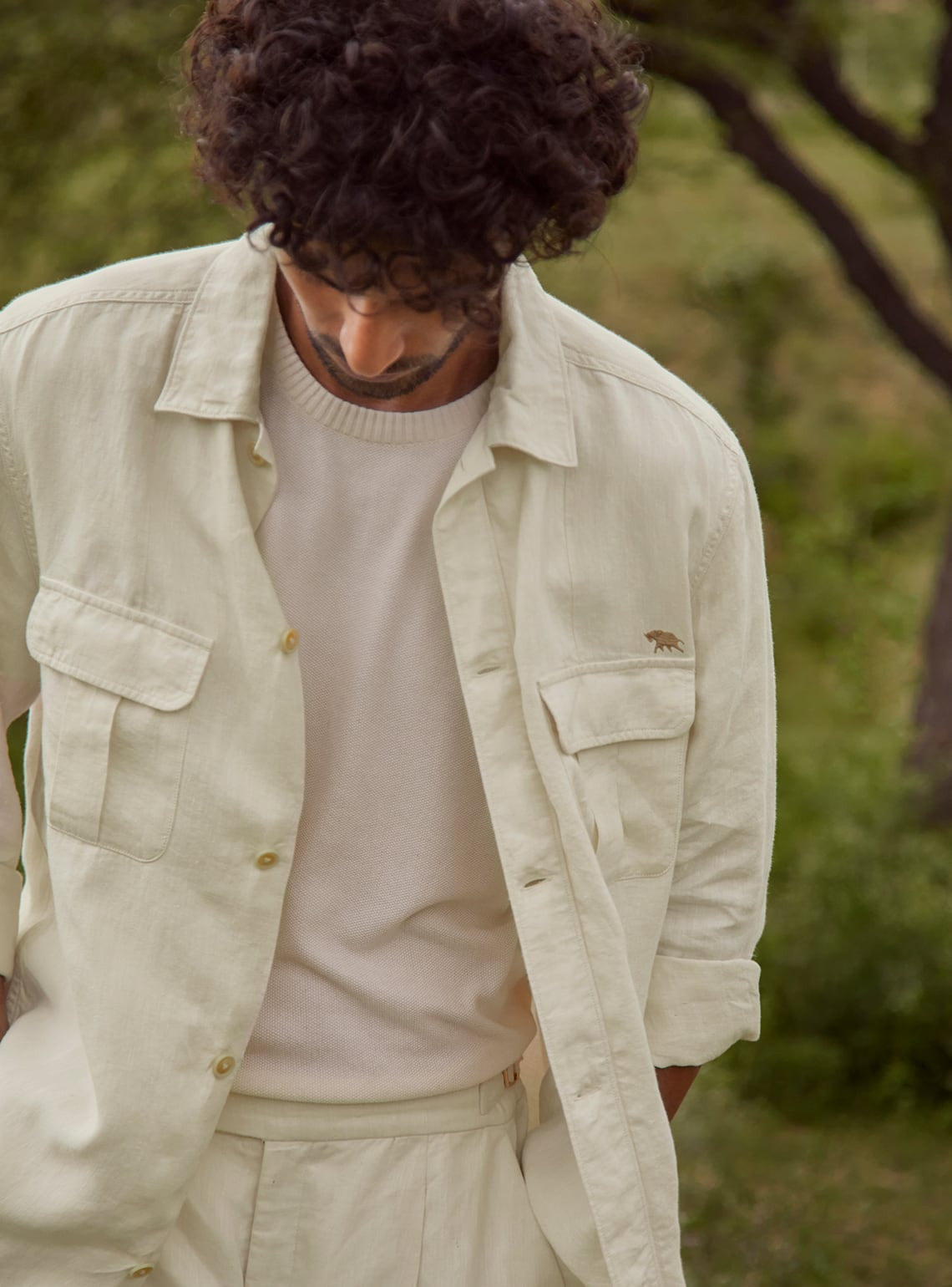 Cream Linen Overshirt