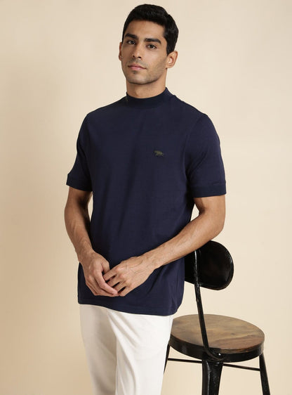 Denim Blue Mock Neck