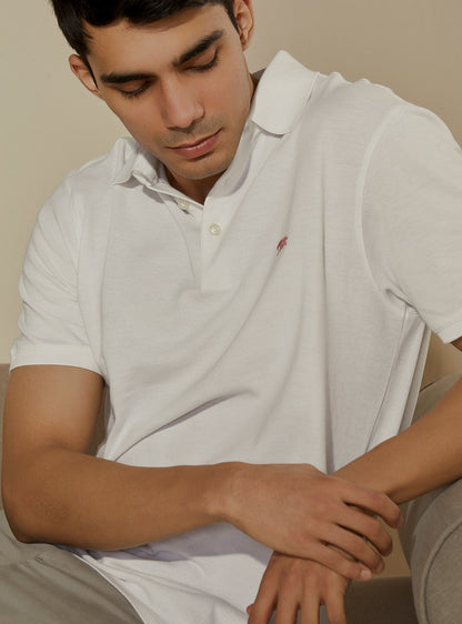 Pure White Pique Polo