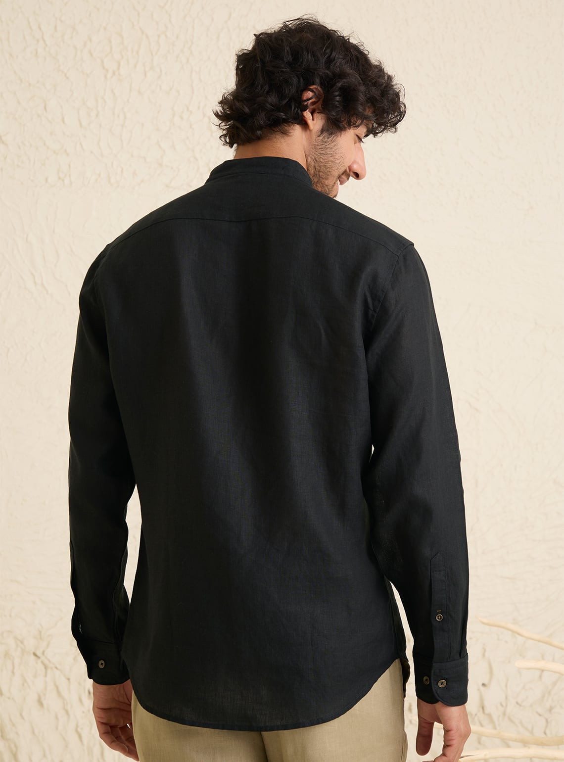 Mandarin Black Charcoal Linen