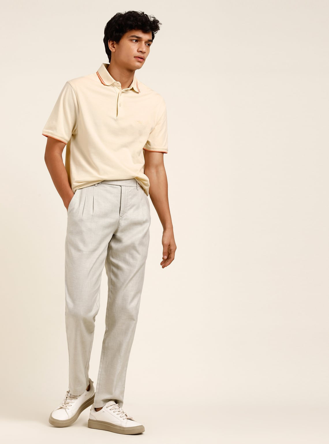 Beige Pique Polo