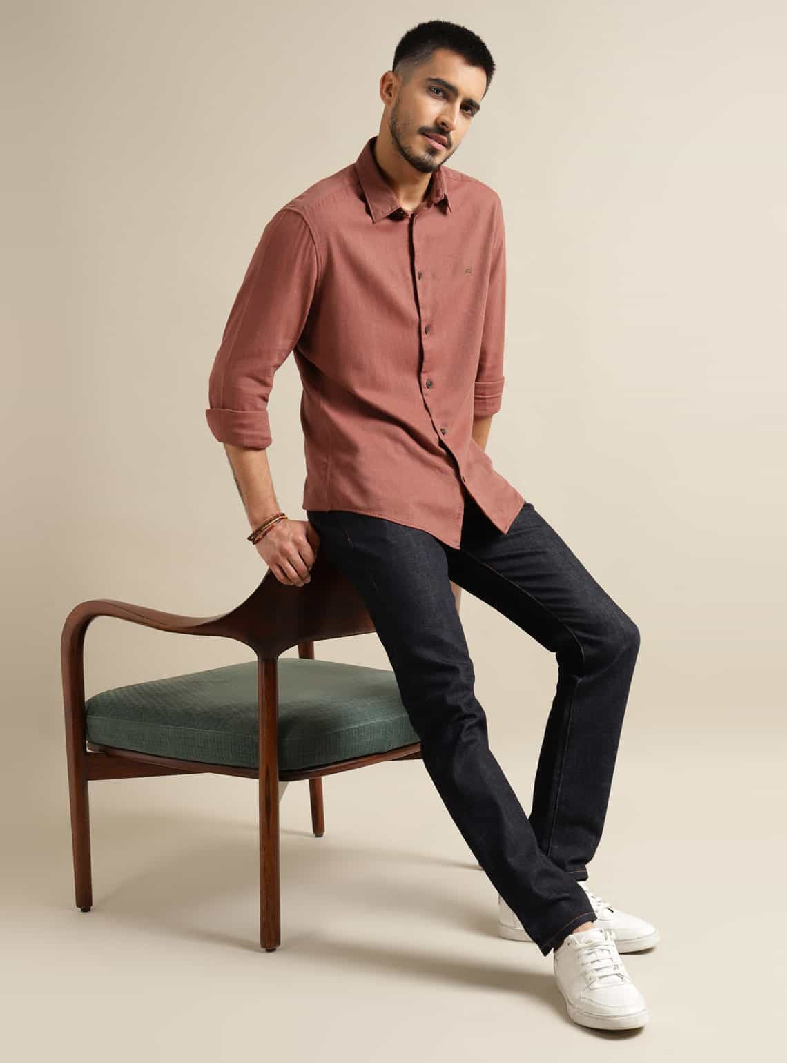Buy Redwood Shirt | Casual Rust Solid Shirts for Men Online | Andamen