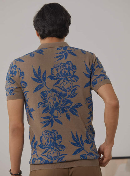 Sand Floral Polo