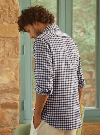 Royal Blue Check Linen