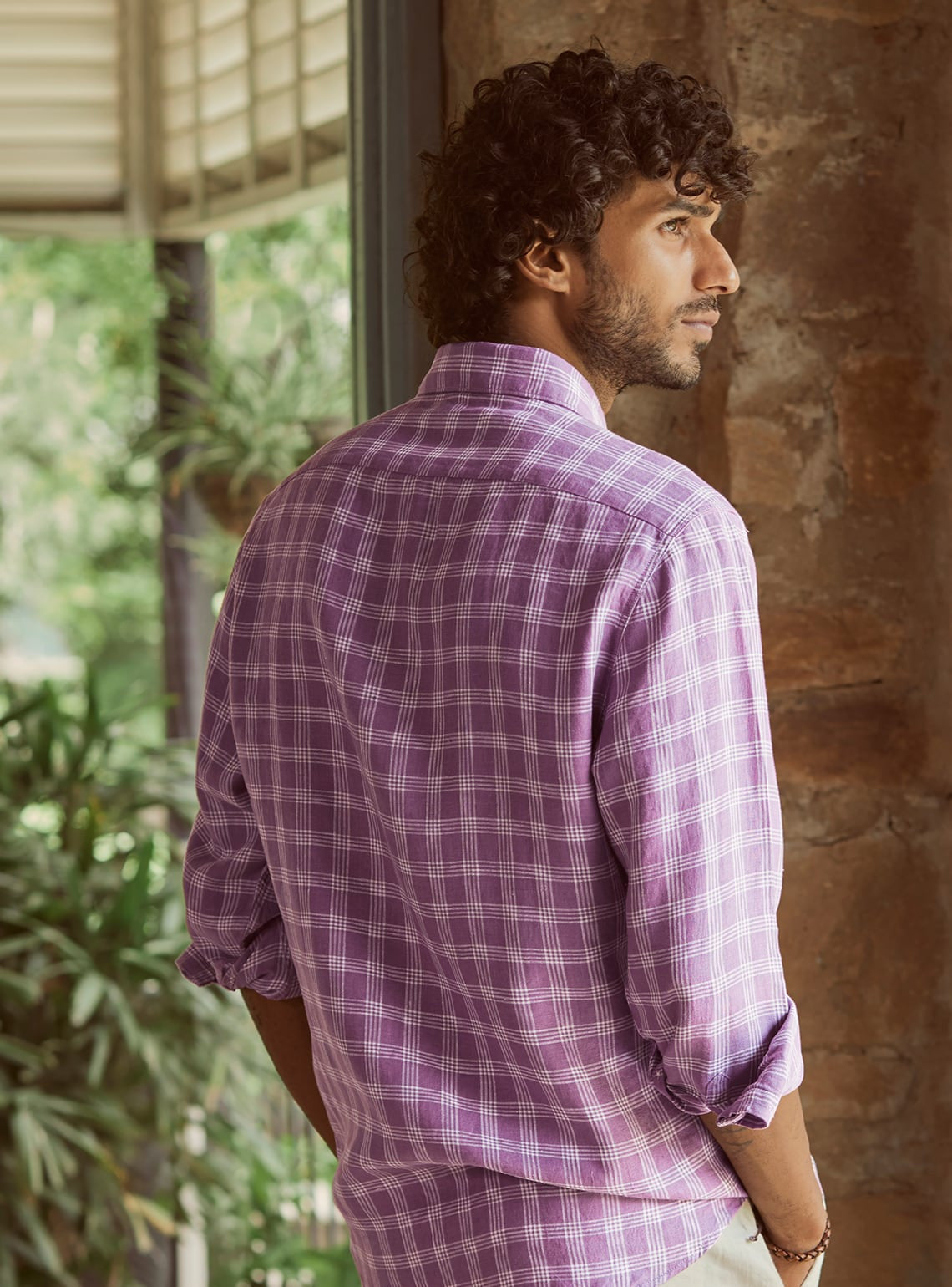 Lilac Grid Linen