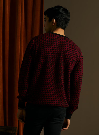 Crimson Jacquard Pullover